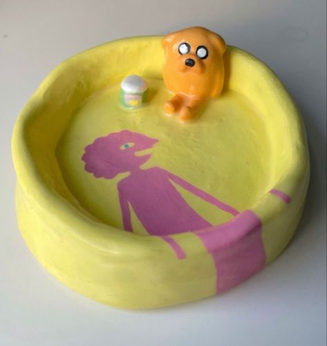 Adventure Time Air Dry Clay, Trippy Air Dry Clay Projects, Adventure Time Ashtray, Cool Ashtrays Air Dry Clay, Diy Air Clay Projects, Spongebob Ashtray, Air Dry Sculpture, Air Dry Ashtray, Adventure Time Clay Art