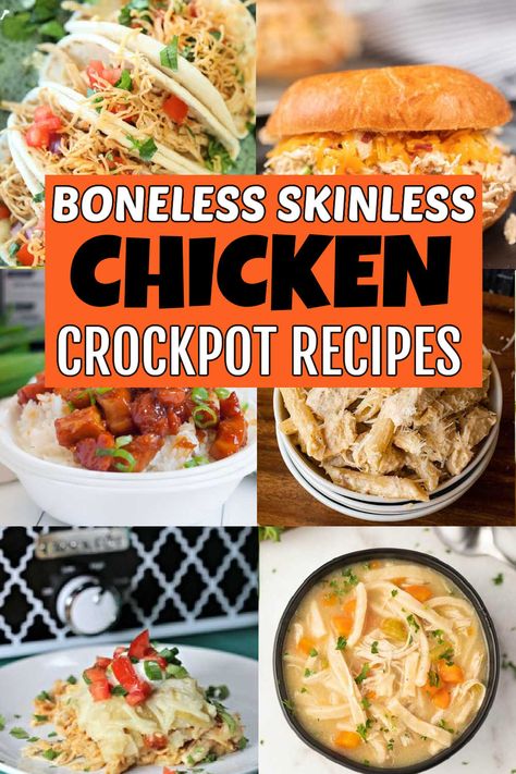 Boneless skinless chicken crockpot recipes - 65 of the best recipes Recipes Using Boneless Skinless Chicken, Boneless Chicken Thighs Crockpot, Boneless Skinless Chicken Recipes, Chicken Breast Recipes Slow Cooker, Boneless Skinless Chicken Breast Recipes, Skinless Chicken Breast Recipes, Chicken Breast Slow Cooker, Chicken Boneless Breast Recipes, Crockpot Chicken Thighs