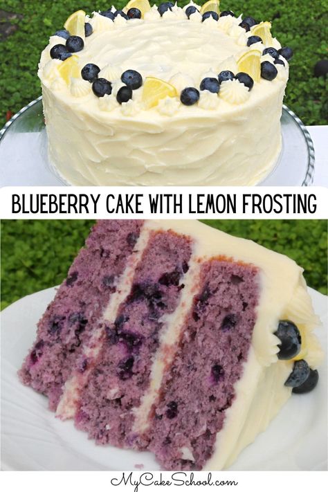 Lemon Blueberry Cream Cheese Cookies, Blueberry Cake Recipes Birthday, Blueberry Flavored Cake, Blueberry Layered Cake, Best Blueberry Cake Recipe, Delicious Cake Flavor Combinations, Birthday Cakes With Buttercream, Blue Cake Flavors, Lemon Blueberry Cake With Cream Cheese