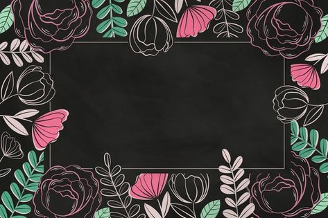 Black Board Drawing Ideas, Floral Chalkboard Art, Black Board Decoration Ideas, Board Decoration Ideas School With Chalk, Black Board Ideas, Black Board Design, Blackboard Art Ideas, Black Board Decoration, Black Board Decoration Ideas School