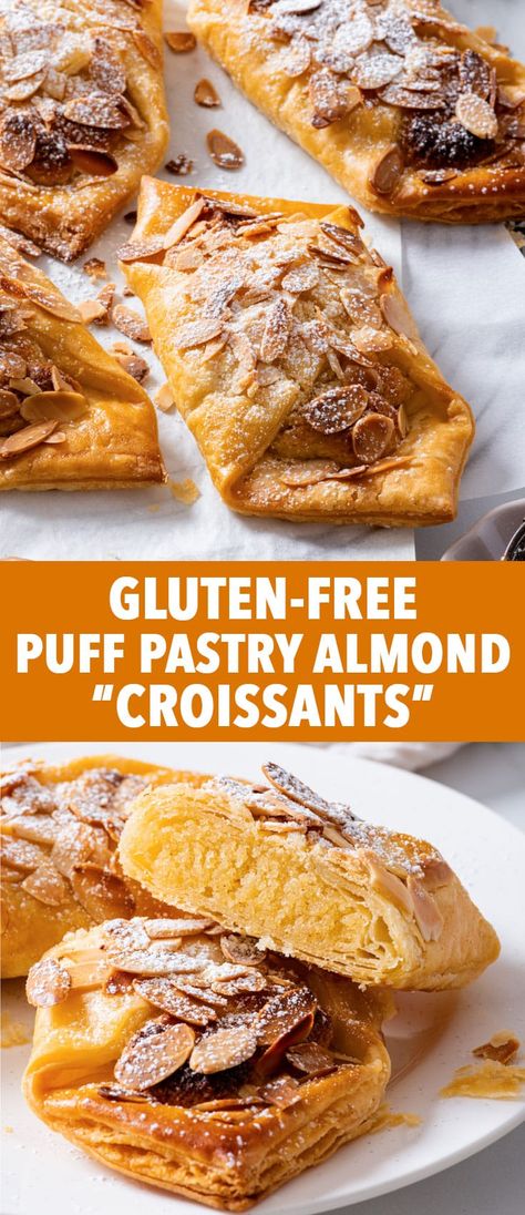 Gluten Free Croissants Recipe, Gluten Free Almond Pastry, French Desserts Gluten Free, Gluten Free Dairy Free Croissant, Gluten Free Croissant Recipe Easy, Gluten Free Almond Croissant, Puff Pastry Almond Croissant, Gluten Free Crossaints, Uses For Puff Pastry