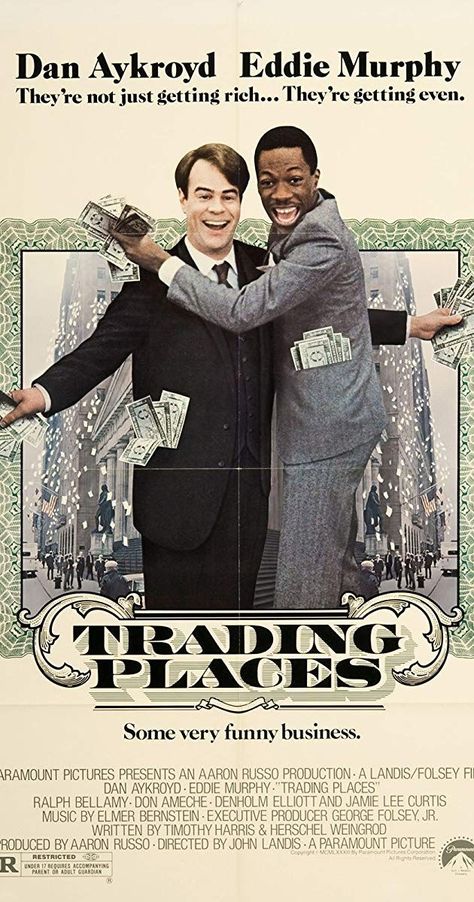 Trading Places movie poster Eddie Murphy Movies, Projector Room, 80s Films, Don Ameche, Movie Lists, Dan Aykroyd, Trading Places, Eddie Murphy, 80s Movies