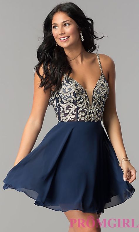 Models In Dresses, Jovani Homecoming Dresses, Navy Homecoming Dress, Illusion Dress Prom, Navy Blue Homecoming Dress, Women Party Dresses, Dresses Navy Blue, Chiffon Party Dress, New Party Dress