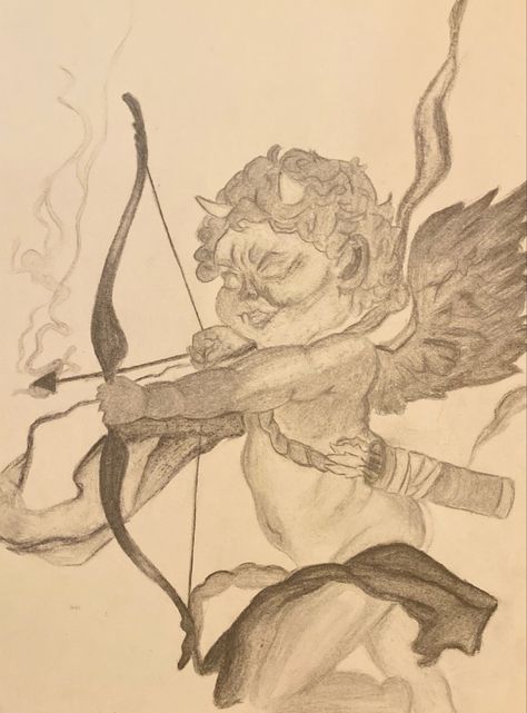 Evil Cupid, Cupid Drawing, Power Art, Tattoo Concepts, Oc Drawings, Drawing Inspo, Drawing Sketch, Aesthetic Pictures, Art Gallery