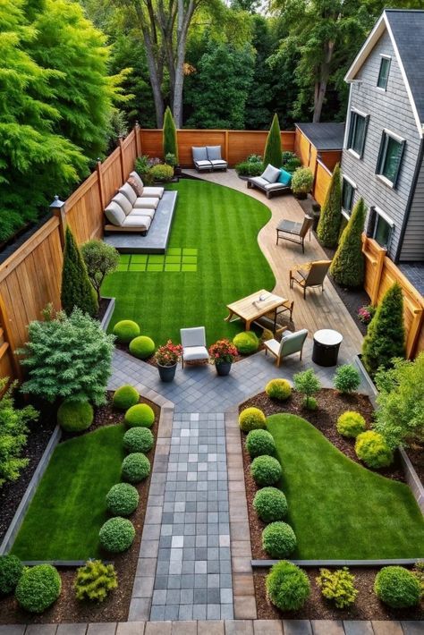 Backyard Dining Area, Outdoor Living Space Design, Backyard Layout, Family Backyard, Patio Layout, Back Garden Design, Backyard Renovations, Large Backyard, Diy Backyard Landscaping