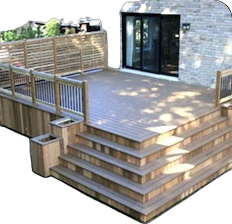 L Shaped Deck Ideas, L Shaped Deck, Deck To Patio Transition, Large Outdoor Deck, Peaceful House, Lake Deck, Backyard Decks, Deck Landscaping, Backyard Patio Deck