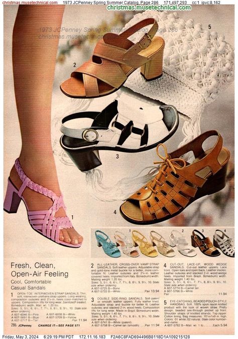 1973 JCPenney Spring Summer Catalog, Page 286 - Catalogs & Wishbooks 70s Women Fashion, 1970 Fashion, 70s Shoes, 80s And 90s Fashion, Seventies Fashion, Vintage Candy, 1970s Fashion, Vintage Shoes, 90s Fashion