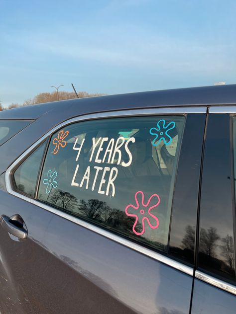 High School Car Decorating, Junior Year Car Paint, Senior Sunrise Car Ideas, Car Painting For Seniors, First Day Of Senior Year Car Paint, Senior Jeep Decorating Ideas, 2025 Senior Car Paint, Senior Car Marker Ideas, Funny Senior Car Decorating Ideas