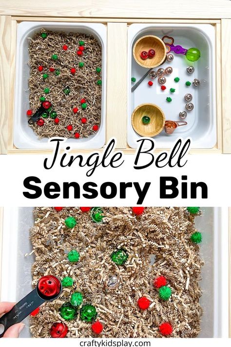 jingle bell sensory bin Winter Preschool Activities, Sensory Activity For Toddlers, Winter Sensory Bin, Kids Sensory Activities, Christmas Sensory, Christmas Activities For Toddlers, Toddler Sensory Bins, Winter Activities Preschool, Activity For Toddlers