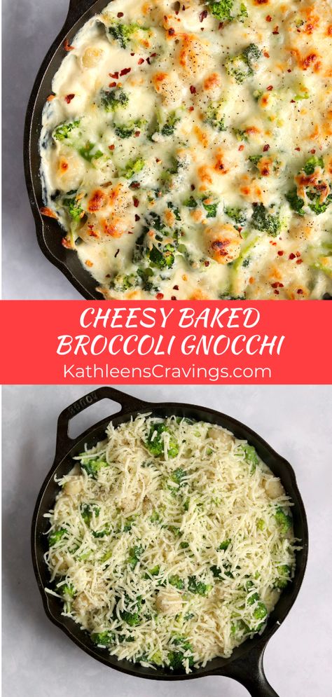 Creamy Broccoli Gnocchi, Baked Cauliflower Gnocchi, Gnocchi Recipes Alfredo, Healthy Gnocchi Recipes Vegetarian, Gnocchi Cream Cheese, Gnocchi With Veggies, Ideas For Gnocchi, Easy Vegetarian Entrees, Spinach Gnocchi Recipe Dinners