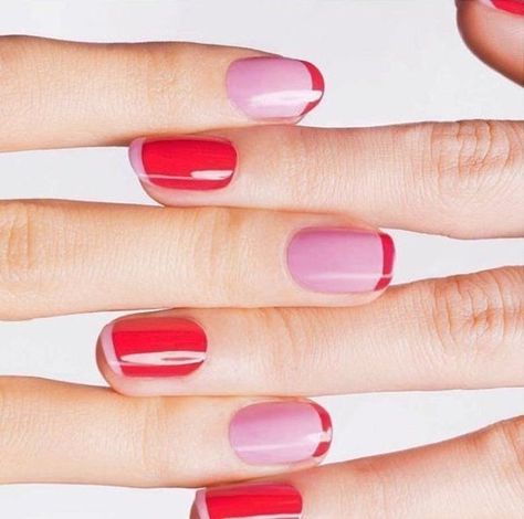 Pink Nails Design, Red Tip Nails, Short Pink Nails, Bright Pink Nails, Matte Pink Nails, Pink French Nails, Pink Manicure, Valentine Nails, Face Time