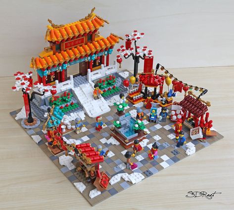 MOD version of Chinese New Year #80105 | This is an alternat… | Flickr Lego Chinese, Zen Fountain, Lego For Adults, Lego Ninjago City, Lego Street, Lego Christmas Village, Chinese Celebrations, Ninjago City, City Ideas