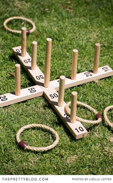 14 insanely awesome and fun backyard games to DIY now! www.littlehouseoffour.com Diy Yard Games, Outside Games, Garden Games, Wood Games, Ring Toss, Wooden Games, בר מצווה, Yard Games, Backyard Games