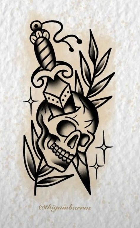 Black And Grey Old School Tattoo, Mexican Art Tattoos Men, Long American Traditional Tattoos, Traditional Tattoo Ribs, American Traditional Skulls, American Traditional Tattoo Flash Art, Trad Neck Tattoo, Classic Tattoo Old School, Traditional Skull Tattoo Design