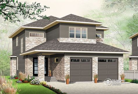 2 storey with Contemporary inspiration  http://blog.drummondhouseplans.com/2014/03/28/2-storey-with-contemporary-inspiration/ Modern Contemporary House Plans, Contemporary Modern House, Drummond House Plans, Modern Floor Plans, Prairie Style Houses, Two Story House, Modern Rustic Homes, Casas Coloniales, Contemporary Style Homes