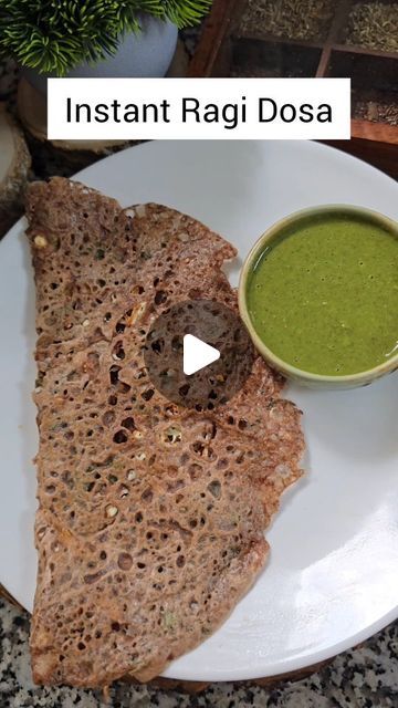 Kanak Gurnani on Instagram: "Instant Ragi Dosa
Healthy Breakfast Recipe 

You just need 15 mins to make this Healthy and Nutritious Breakfast. Do try and let me know if you like it❤️
Ingredients 
Ragi Flour 1/2 Cup
Suji 2tbsp
Rice Flour 2tbsp
Green Chilli 2
Ginger 1tbsp
Carrot 1/4 Cup
Onion 1/4 Cup
Jeera 1tbsp
Salt to taste 
Black Pepper 1.5 tsp
Fresh Coriander Leaves 2tbsp
Water 1.5 Cups
Paneer
Chilli Flakes 
Ghee/Oil as required 
Steps
➡️ Take a mixing bowl and add Ragi Flour , Rice Flour & Suji along with vegetables , spices. Add water and make a thin runny batter as shown in the video. 
➡️ Spread on hot tawa and cook until crisp. Add some grated paneer and Chilli flakes if you like.
➡️Enjoy with homemade Chutney of your choice.

Love #kanak_gurnani 

#ragidosa #ragi #fingermillet #mill Instant Ragi Dosa Recipe, Ragi Flour Recipes, Homemade Chutney, Ragi Recipes, Ragi Dosa, Ragi Flour, Healthy Breakfast Recipe, Dosa Recipe, Nutritious Breakfast