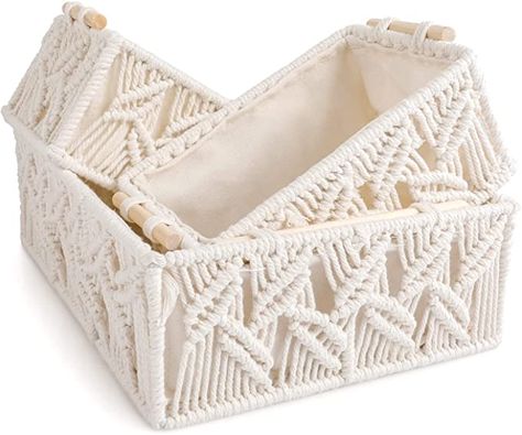 Macrame Storage Baskets, Macrame Storage, Boho Sisustus, Toilet Shelves, Decorative Storage Baskets, Úložný Box, Decorative Storage Boxes, Large Shelves, W Hotel