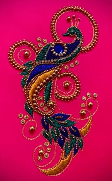 All Beads Work In Aari, Are You Work Blouse Designs, Aari Work Patches, Aari Work Mirror Designs, All Beads Aari Work Design, Aari Bead Work Designs, Aari Work Patch Design, Beads Work Embroidery Design, Butta Design For Aari Work