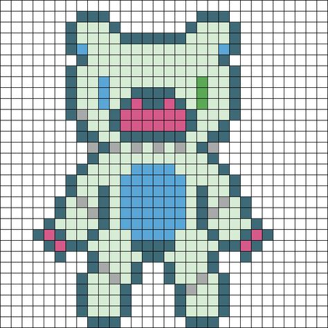 Gloomy Bear Perler Bead Patterns, Gloomy Bear Pattern, Gloomy Bear Pixel Art, Gloomy Bear Perler, Pixel Art Grid Easy, Bear Pixel Art, Easy Perler Bead Patterns, Gloomy Bear, Kandi Ideas