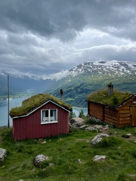 Places To Visit In Sweden, Life In Norway, Norge Aesthetic, Norway Cottage, Loen Norway, Norwegian Aesthetic, Norway Architecture, Norway People, Norwegian Village