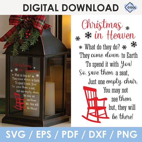 Christmas In Heaven Poem, Christmas In Heaven Lantern, Heaven Poems, Lantern Svg, Poem Art, Memorial Lanterns, Loved One In Heaven, Lantern Ideas, Christmas In Heaven