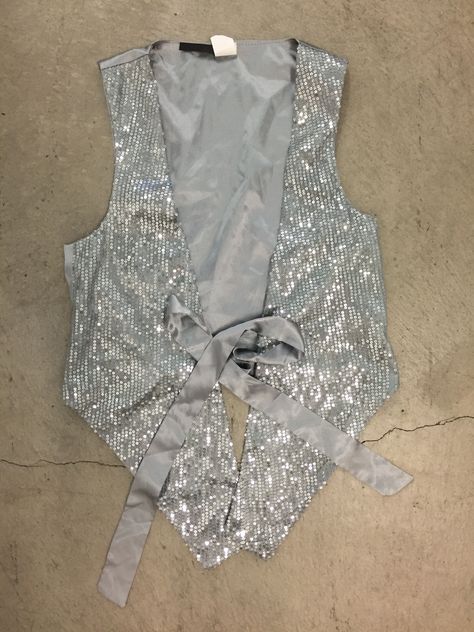 1 silver sequin vest #LAUnboundSilver #LAUnboundSequins Sequin Vest Outfit, White Vest Suit, Circus Oc, Silver Vest, Cowboy Vest, Sequin Vest, Silver Sweater, Festival Costume, Silver Shorts