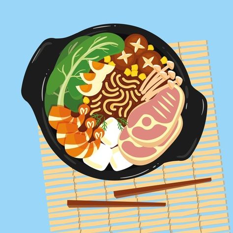 Hand drawn hot pot illustration Premium ... | Premium Vector #Freepik #vector #food #hand #hand-drawn #healthy Food Illustrations Vector, Food Illustration Art Graphics, Hot Pot Illustration, Healthy Food Illustration, Food Vector Art, Vector Food Illustration, Pot Illustration, Healthy Food Art, Illustration Design Poster