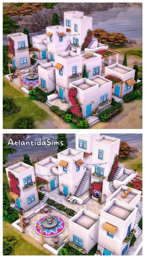 #sims4 #simsbuild #sims4house #sims4greek Sims 4 Town Build Ideas, Sims 4 Houses Ps4, Sims Greek House, Sims Mermaid House, Deligracy Sims 4 Builds, Sims4 Community Lot, Sims 4 Houses Basegame, Sims 4 Lot Traits Mods, Sims World Ideas