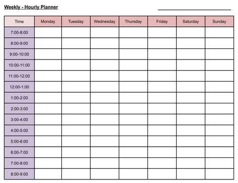 10 Best Printable Hourly Planner - printablee.com Weekly Hourly Planner Template, Weekly Hourly Planner Printable Free, Hourly Weekly Planner, Weekly Planner Hourly, Blank Weekly Planner, Free Weekly Planner Templates, Avoid Procrastination, Weekly Planner Printable Templates, Weekly Planner Print