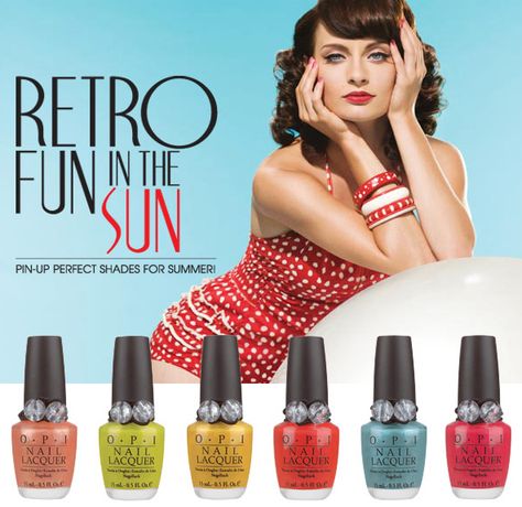 OPI Nail Lacquer Betty Paige, Opi Nail Polish Colors, Opi Collections, Opi Nail Colors, Retro Nails, Wholesale Makeup, Peach Nails, Different Nail Designs, Calendar Girls