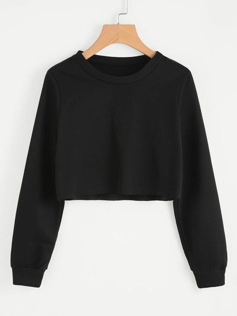 Loose Sweater Crop Top Shirt Over Hoodie, Shirt Over Hoodie Outfit, Black Cropped Sweater, Hoodie Outfit, Crop Sweatshirt, Black Crop, Black Crop Tops, Crop Tee, Cropped Sweater