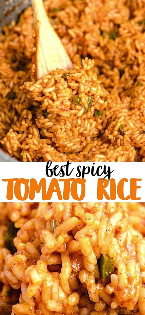 Tomato Rice Recipe, White Rice Recipes, Rice Side Dish Recipes, Mexican Side Dishes, Easy Rice, Tomato Rice, Rice Side, Spicy Rice, Rice Recipes For Dinner