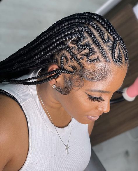 Cornrows With Box Braids, Feed In Braids Hairstyles, Braided Cornrow Hairstyles, Braids Hairstyles Pictures, Cute Box Braids Hairstyles, Feed In Braid, Pretty Braided Hairstyles, Girls Hairstyles Braids, Hair Ponytail Styles