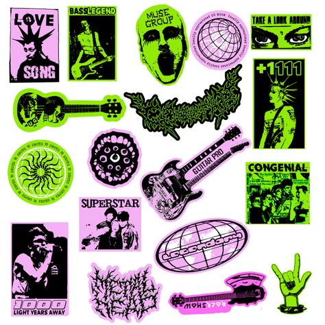 Punk Design Graphic, Punk Stickers, Y2k Stickers, Grunge Posters, Crystal Castles, Creative Playground, Band Stickers, Arte Punk, Punk Design