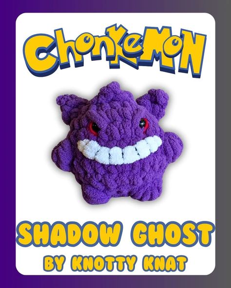 Natalie McQuay | Meet Shadow Ghost the Chonkemon! (Also known as the Pokemon Gengar) This Chonkemon crochet pattern is a super quick, no-sew pattern. Don't… | Instagram Crochet Gengar, Shadow Ghost, Crochet Animals Free Patterns, Crochet Keychain, Crochet Animals, Free Patterns, Free Crochet Pattern, Free Pattern, Crochet Pattern