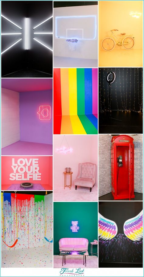 Selfie Wall For Business, Abstract Photoshoot Ideas, Selfie Room Photo Booths, Selfie Museum Rooms, Selfie Studio Room Ideas, Selfie Spot Ideas, Wall For Photoshoot, Diy Selfie Wall, Selfie Wall Design