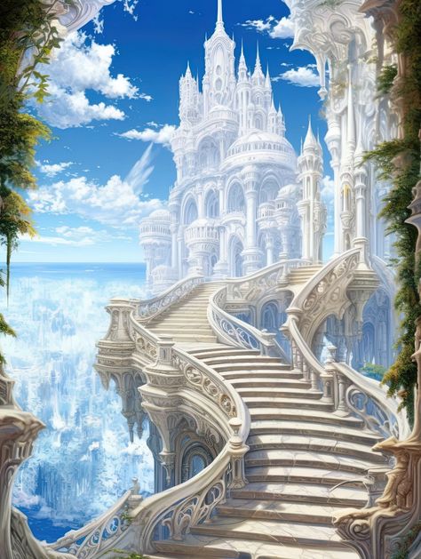 Fantasy Story Ideas, Trippy Artwork, Fairy Castle, Castle Art, Castle In The Sky, Fantasy Castle, Fantasy Places, Beautiful Castles, Beautiful Locations Nature