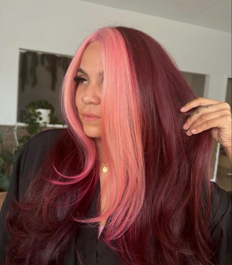 Hair Color Ideas With Red, Pink Money Piece, Money Piece Hair Color, Hair Color Ideas With Highlights, Smokey Hair, Soft Hair Color, Soft Blonde Hair, 30 Hair Color, Pink Money