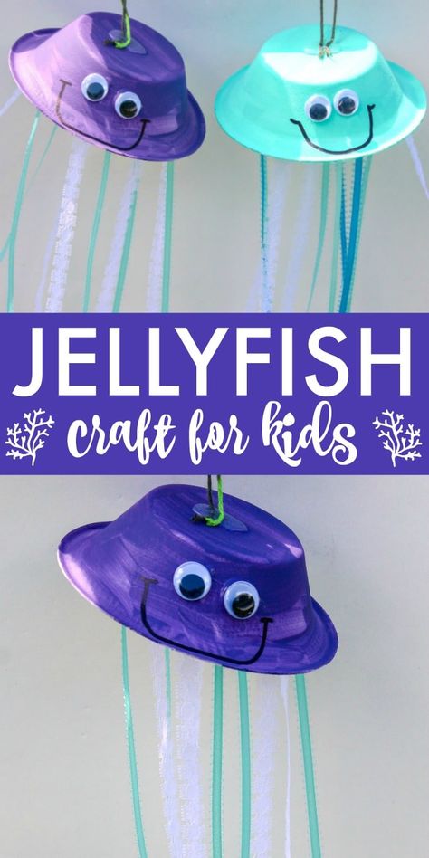 Hanging Jellyfish Craft for Kids - Fun Ocean Studies Activity Jellyfish Craft For Kids, Hanging Jellyfish, Babysitting Activities, Babysitting Crafts, Jellyfish Craft, Fish Crafts, Summer Crafts For Kids, Daycare Crafts, The Aquarium