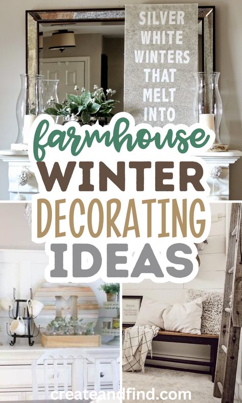 Non-Christmas winter decor ideas for the home. Rustic Farmhouse Winter Decor, Winter Wonderland Kitchen Decor, Winter Sideboard Decor, Winter Diy Decor, Winter Shelf Decor, Decorating For Winter After Christmas, January Decor After Christmas, Winter Bedroom Ideas, Winter White Decor