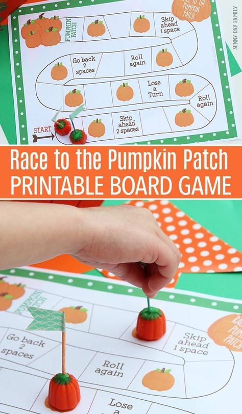 Be the first to make it to the pumpkin patch with this fun free printable board game! Perfect for all ages, this pumpkin themed board game is perfect for Fall parties, pumpkin preschool theme, Halloween games, and so much more! Halloween Games For First Grade, Pumpkin Patch Preschool, Pumpkin Preschool, Pumpkin Board, Pumpkin Crafts Preschool, Printable Board Game, Pumpkins Preschool, Pumpkin Unit, Pumpkin Games