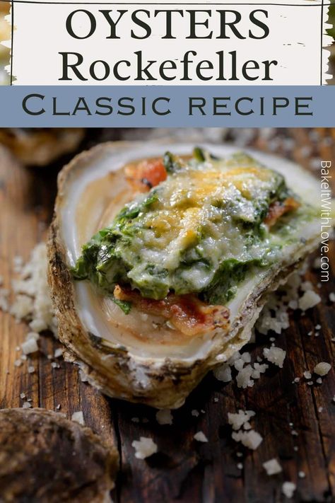 Baked Oyster Recipes, Oyster Bake, Baked Seafood, Baked Oysters, Oysters On The Half Shell, Cooked Oysters, Lobster Dishes, Oysters Rockefeller, Oyster Roast