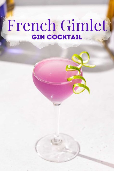 French Gimlet Botanical Drinks Cocktails, Empress Gin St Germain, Elderberry Gin Cocktail, Gin Alcohol Drinks, Gin And St Germain Cocktail, Saint Germain Cocktail, Gin Drinks Easy, St Germaine Cocktails, St Germain Cocktail Recipes