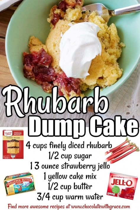 Rhubarb Dump Cake Recipes Without Jello, Rhubarb Crockpot Dump Cake, Rhubarb Yellow Cake Mix Recipe, Rubarbe Dump Cake, Rhubarb Dump Cake Without Jello, Easy Rhubarb Cake, Rhubarb Cake With Cake Mix Recipe, Rhubarb Dump Cake With Jello, Rubarb Dump Cake