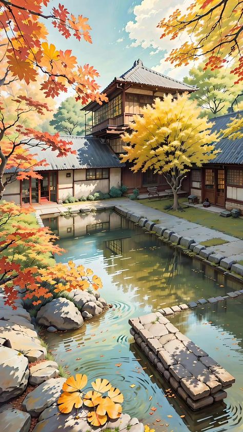 Art Buildings, Pixel Art Background, Aesthetic Wallpaper Iphone, Japon Illustration, Cottage Art, Anime Backgrounds Wallpapers, Art Gallery Wallpaper, Vertical Poster, Cool Wallpapers Art