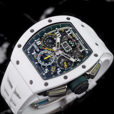 RM11-02 Le Mans Classic Edition Richard Mille goes back to more fundamental inspirations, with a new limited edition of its Dual Time Zone chronograph dedicated to classic cars and racing, the Richard Mille RM 11-02 Le Mans Classic. A partner of the event since its inception in 2002, Richard Mille celebrates the Le Mans Classic by creating a new watch for each edition of the race. Here is the 2016 edition, limited to 150 pieces. A new arrival to ELITA . . . . #dailywatch #fashion #horolog... Richard Mille Watches Men, Richard Mille Watches, Time Zones, Wrist Game, Richard Mille, Luxury Watch, Luxury Watches, Chronograph, Time Piece