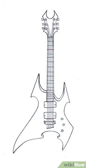 Guitar Art Diy, Guitar Doodle, Drawing Guitar, Types Of Guitars, Guitar Outline, Guitar Sketch, Metal Drawing, Guitar Drawing, Dibujo Simple