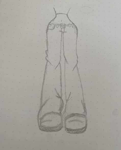 How To Draw Baggy Jeans Sketch, Easy Clothing Drawings, Drawing Jeans Sketches, How To Draw A Baggy Shirt, Baggy Jeans Drawing Tutorial, Baggy Jeans Drawing Sketch, Baggy Jeans Outfit Drawing, Jeans Tutorial Drawing, How To Draw Jeans Female