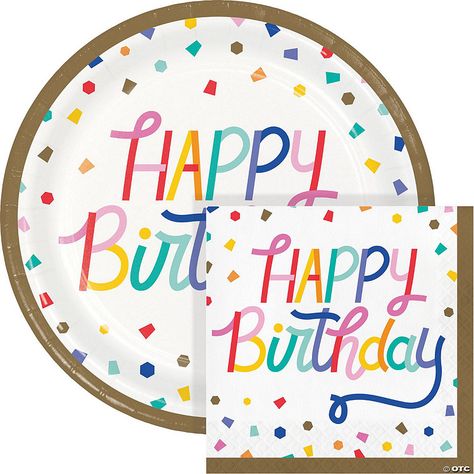 Shipped byCreative Converting Each Birthday Confetti Birthday Plates and Napkins contains: 16 Birthday Confetti Happy Birthday Paper Plates (9"), and 32 Birthday Confetti Happy Birthday Napkins (6.5”). The brightly colored Birthday Confetti Plates and Napkins is perfect for any birthday celebration be it young or old. This kit has all the paper plates and napkins you need to serve a meal to a gathering of 16 people. The party supplies feature glittering confetti, and the words Happy Birthday with a red, yellow, white, pink, blue, and gold theme. Throw a wonderful birthday party with help from this kit! Special Shipping Information: Item ships separately from other items in your order. Item cannot ship to a P.O. Box, APO, or PPO. Item may be subject to additional processing days. Item is no Adventure Birthday Party, Birthday Plates, Birthday Party Plates, Chinese New Year Party, Birthday Paper Plates, Farm Animals Birthday Party, Birthday Confetti, 32 Birthday, Dino Birthday Party