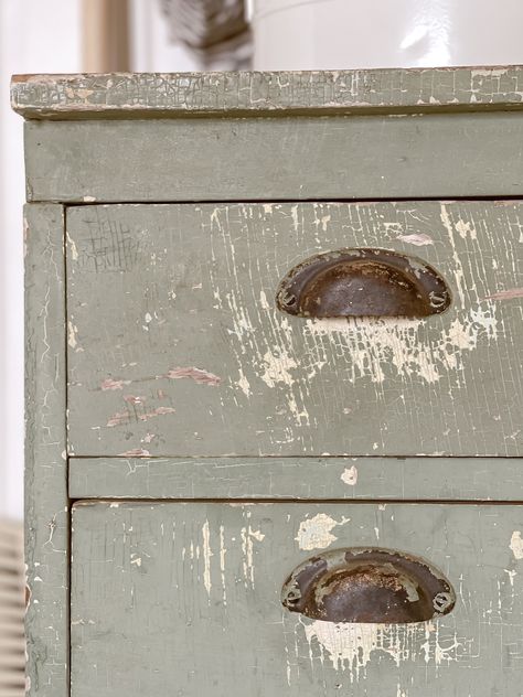 Farmhouse Furniture Paint Colors, Vintage Green Paint Color, Cottage Core Paint Colors, Antique Paint Colors, Antique Green Paint, Green Painted Dresser, Green Apothecary, Vintage Paint Colors, Cottage Paint Colors